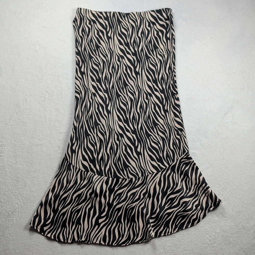 Maeve Anthropologie Zebra Print Ruffle Midi High Low Skirt Size M - Picture 3 of 12
